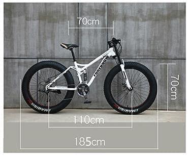 CHICAI Adult 26-inch High-Carbon Beach Snow Fat Bike Mountain Cross-Country Steel Ultra-Wide Tire Sports Bike 21-30speed Low-Speed Racing Student Bike (Size : 27-Speed)