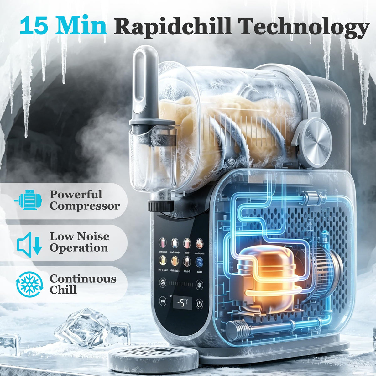 88oz Slushie Machine & Soft Serve Ice Cream Maker | No Ice Needed, Self-Cleaning, Frozen Drink Machine for Ice Cream, Margaritas, Frappés, Milk Shake, Frozen Juice, Frappé