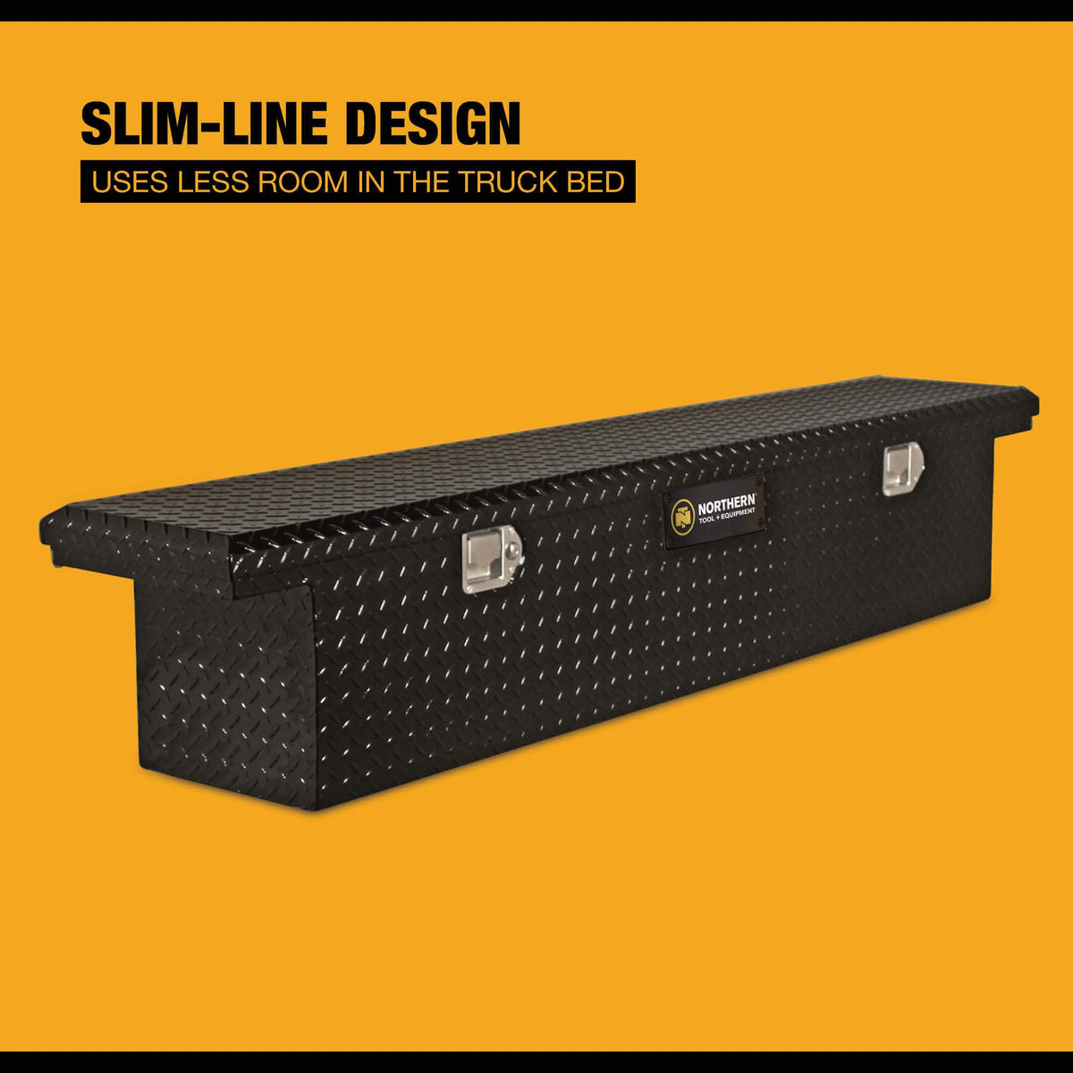 Northern Tool Slim Low Profile Crossover Truck Tool Box - Aluminum, Gloss Black, Paddle Latches, 69in. x 12in. x 13in., Model# 36212712