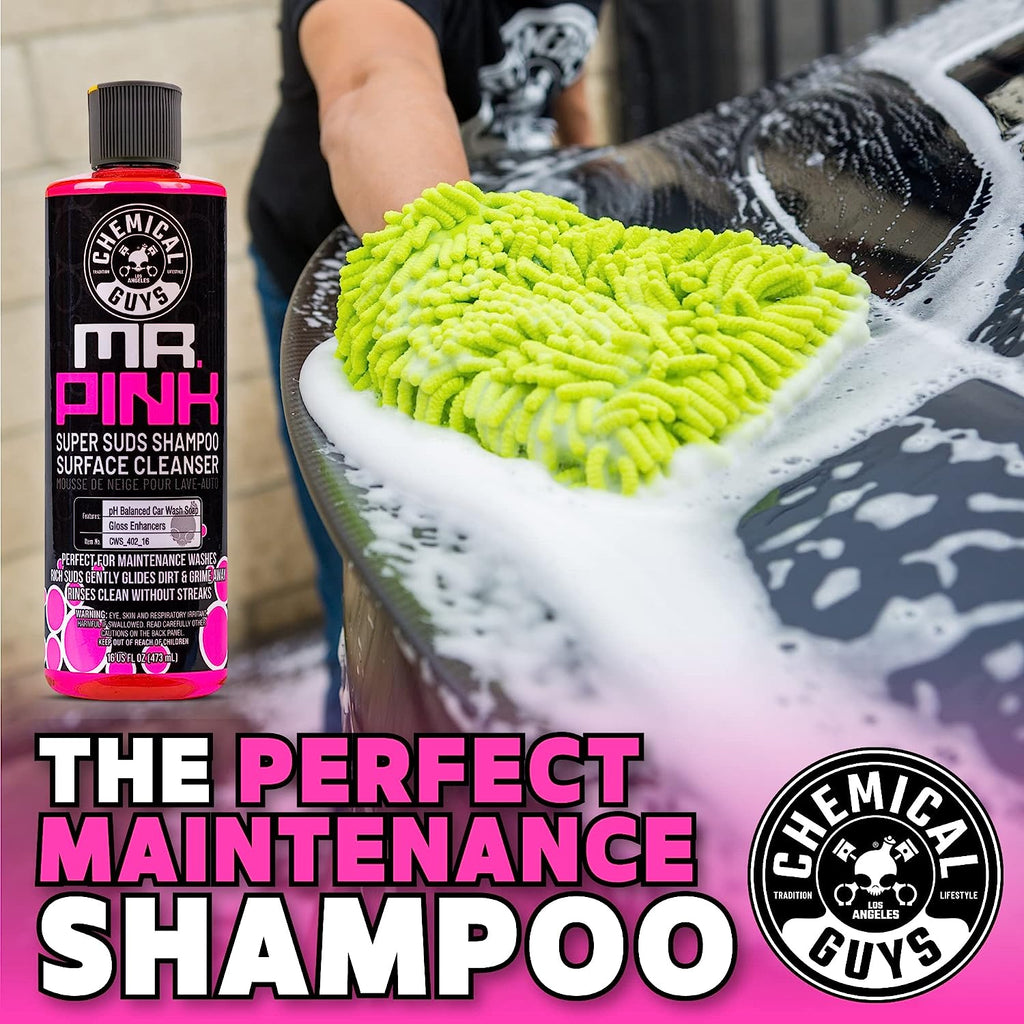 Chemical Guys CWS_402A Car Wash, Dry &amp; Shine Bundle - Mr. Pink Foaming Car Wash Soap, 128 fl oz (1 Gal) + After Wash Gloss Boosting Drying Aid (16 fl oz) (2 Items) For Cars, Trucks, SUVs, RVs &amp; More