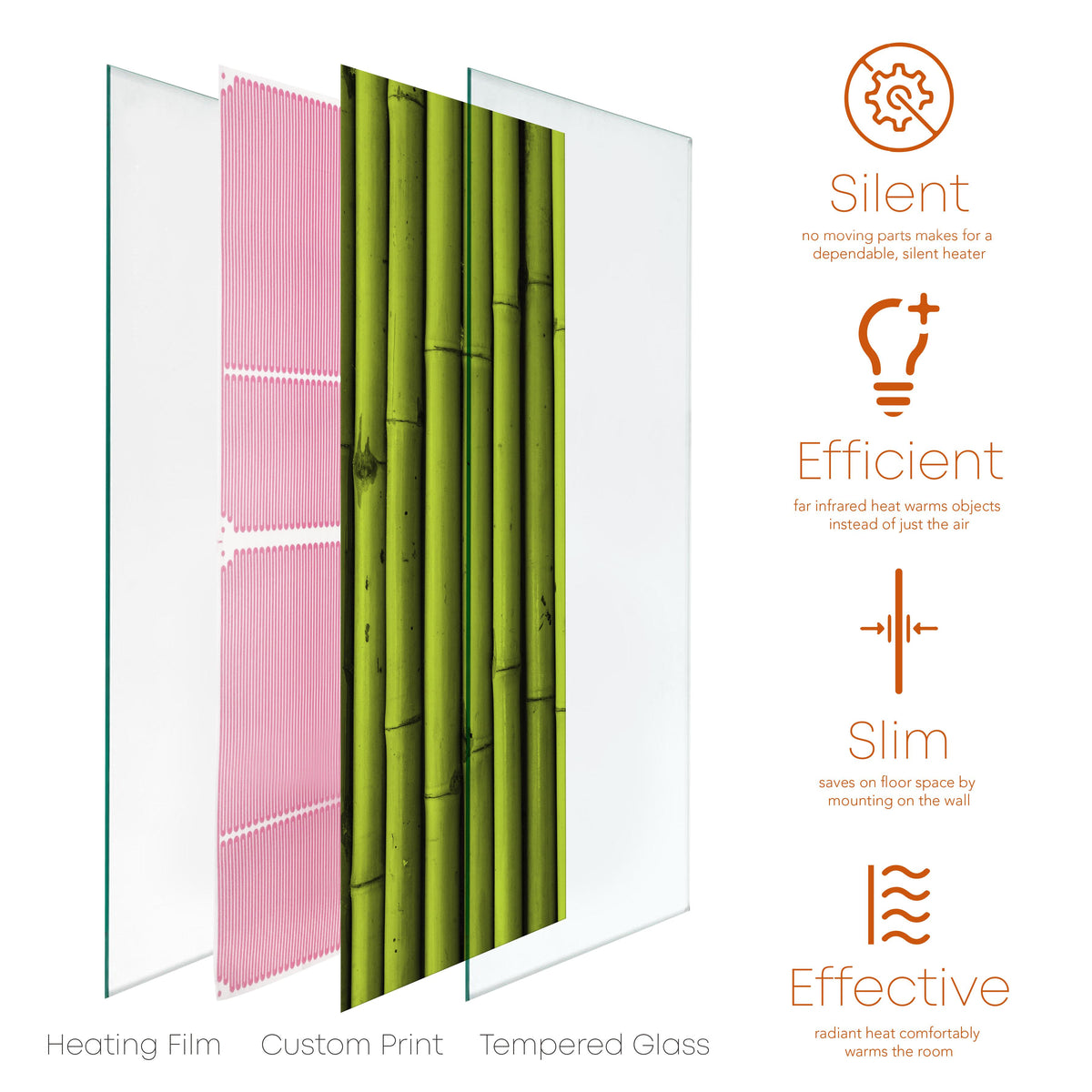 Heat Storm Electric Glass Heater, Indoor, Bamboo, HS-BAM-1648
