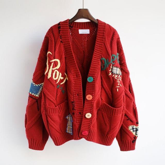 winter embroidery cardigan