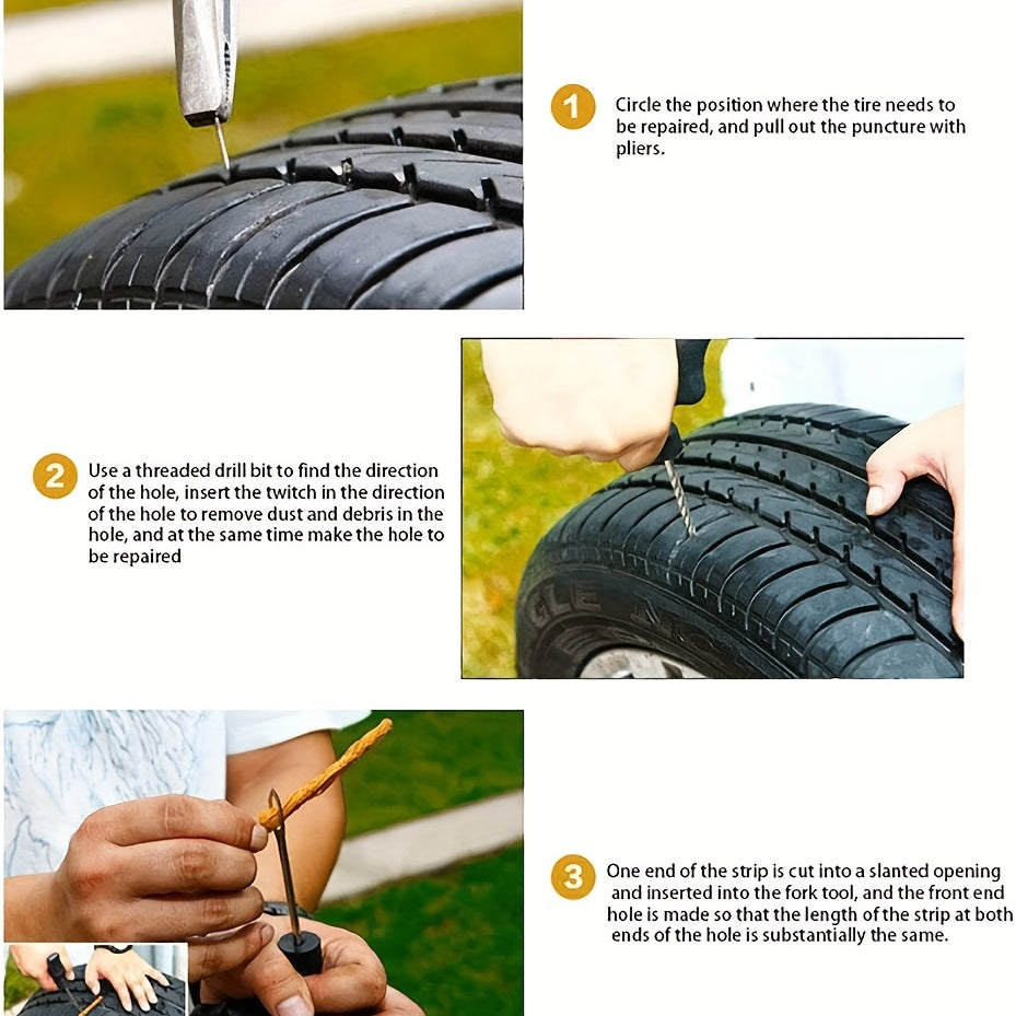 Car Bicycle Tire Repair Tool Set Vacuum Tire Electric Vehicle Emergency Tire Repair Rubber Strip Tool Tire Repair Rubber Strip