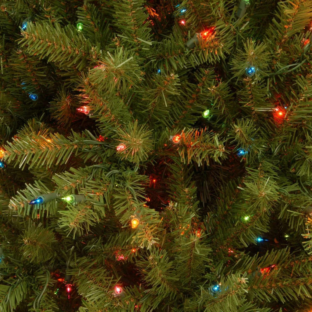 Artificial Christmas Tree 7.5 Ft H x 40 In W Slim Green Fir Multi-Color Lights