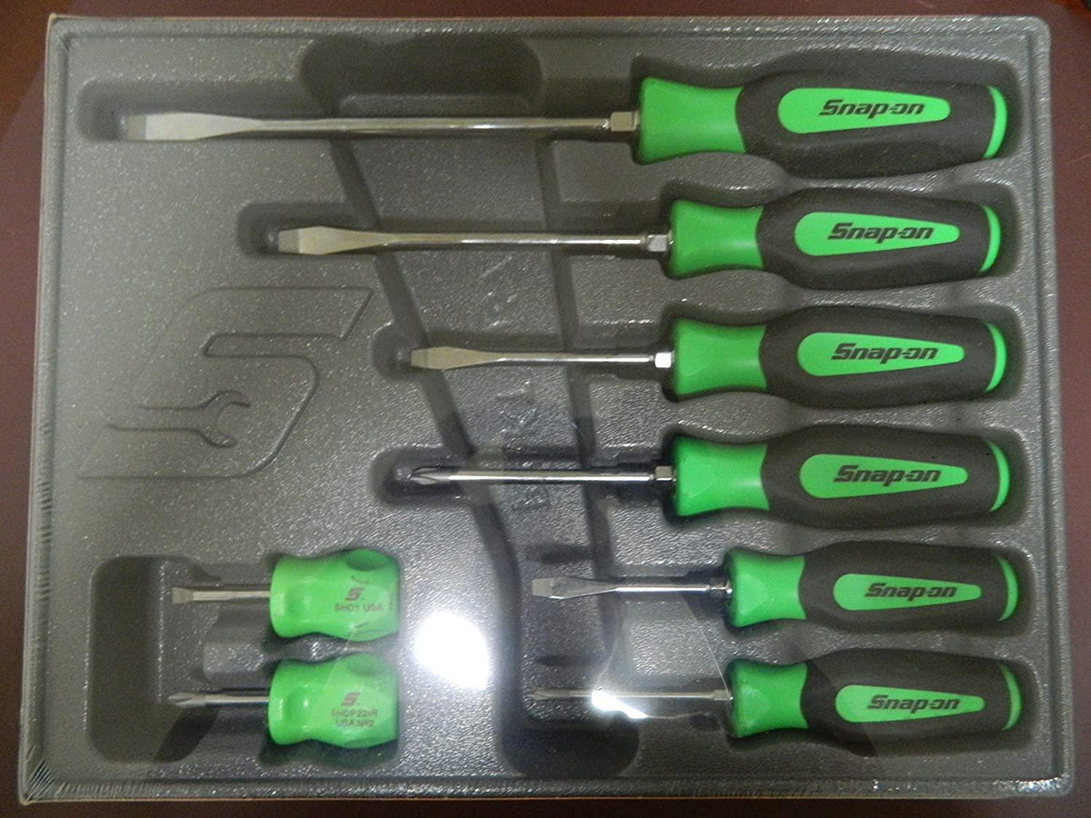 Snap-On 8 Piece Green Handle Combination Screwdriver Set, Part #SGDX80BG