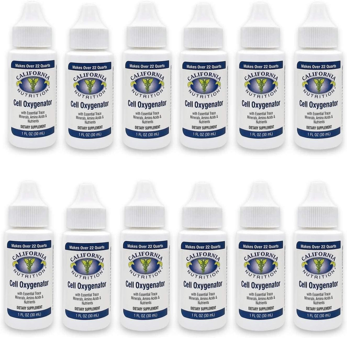 California Nutrition Cell Oxygenator 1 Fl Oz Bottle (Pack of 12), Liquid Oxygen Drops Daily Nutritional Supplement