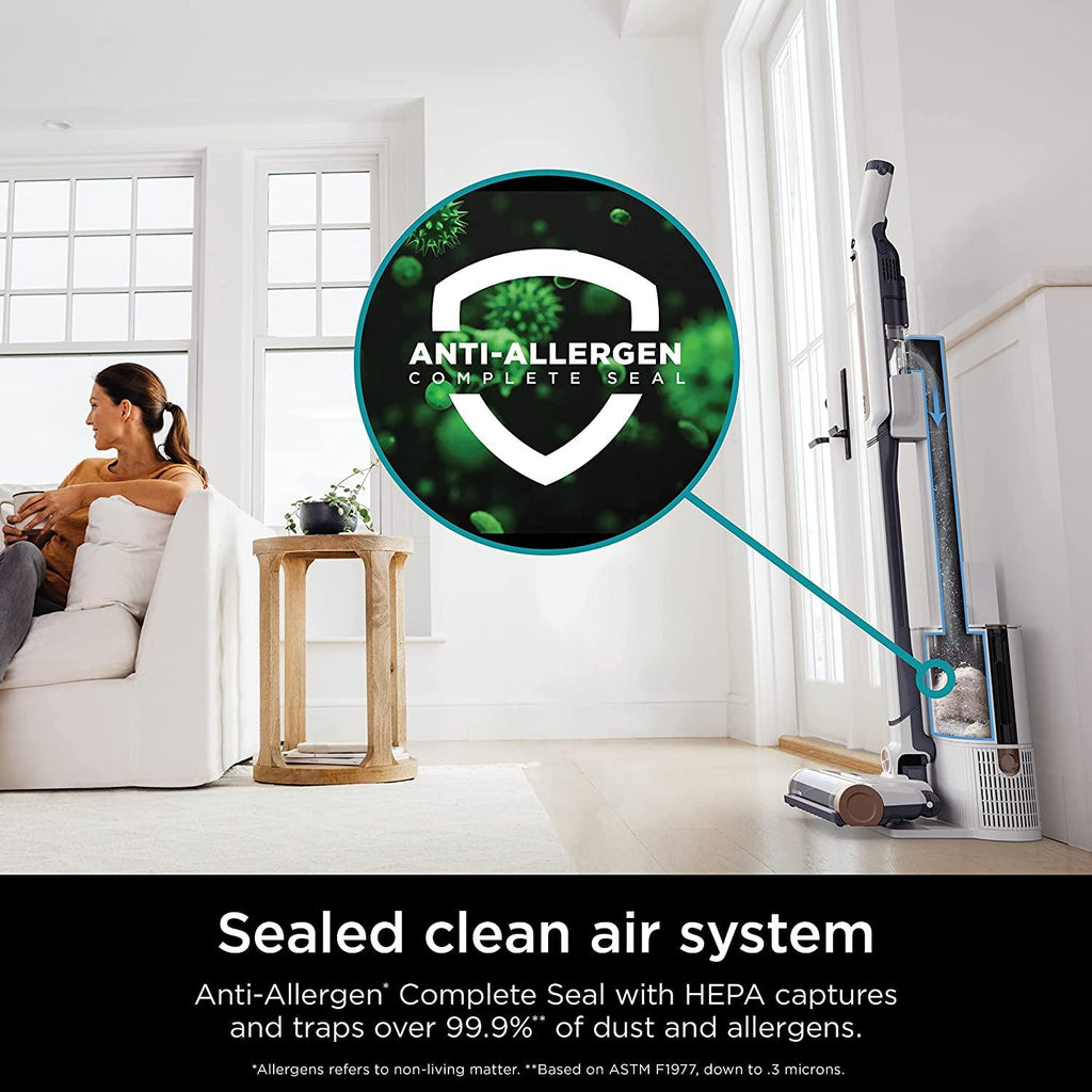 Shark WS642AE WANDVAC System, Ultra-Lightweight Powerful Cordless Stick Vacuum with HEPA Empty Base, Anti-Allergen Complete Seal, PowerFins, Self-Cleaning Brushroll &amp; Pet Tool, White