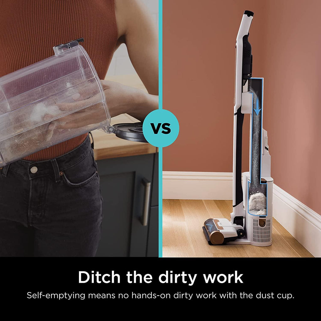 Shark WS642AE WANDVAC System, Ultra-Lightweight Powerful Cordless Stick Vacuum with HEPA Empty Base, Anti-Allergen Complete Seal, PowerFins, Self-Cleaning Brushroll &amp; Pet Tool, White
