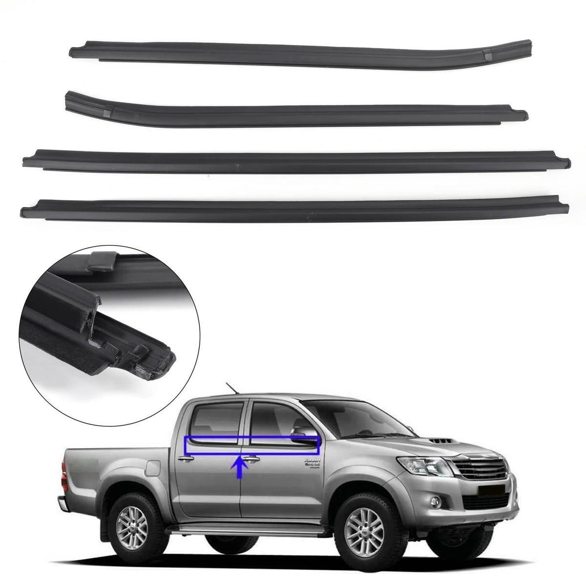 Weatherstrip 4 Door Rubber Seal For Toyota Hilux KUN26 KUN36 GGN25 TGN16 TGN36 Generic