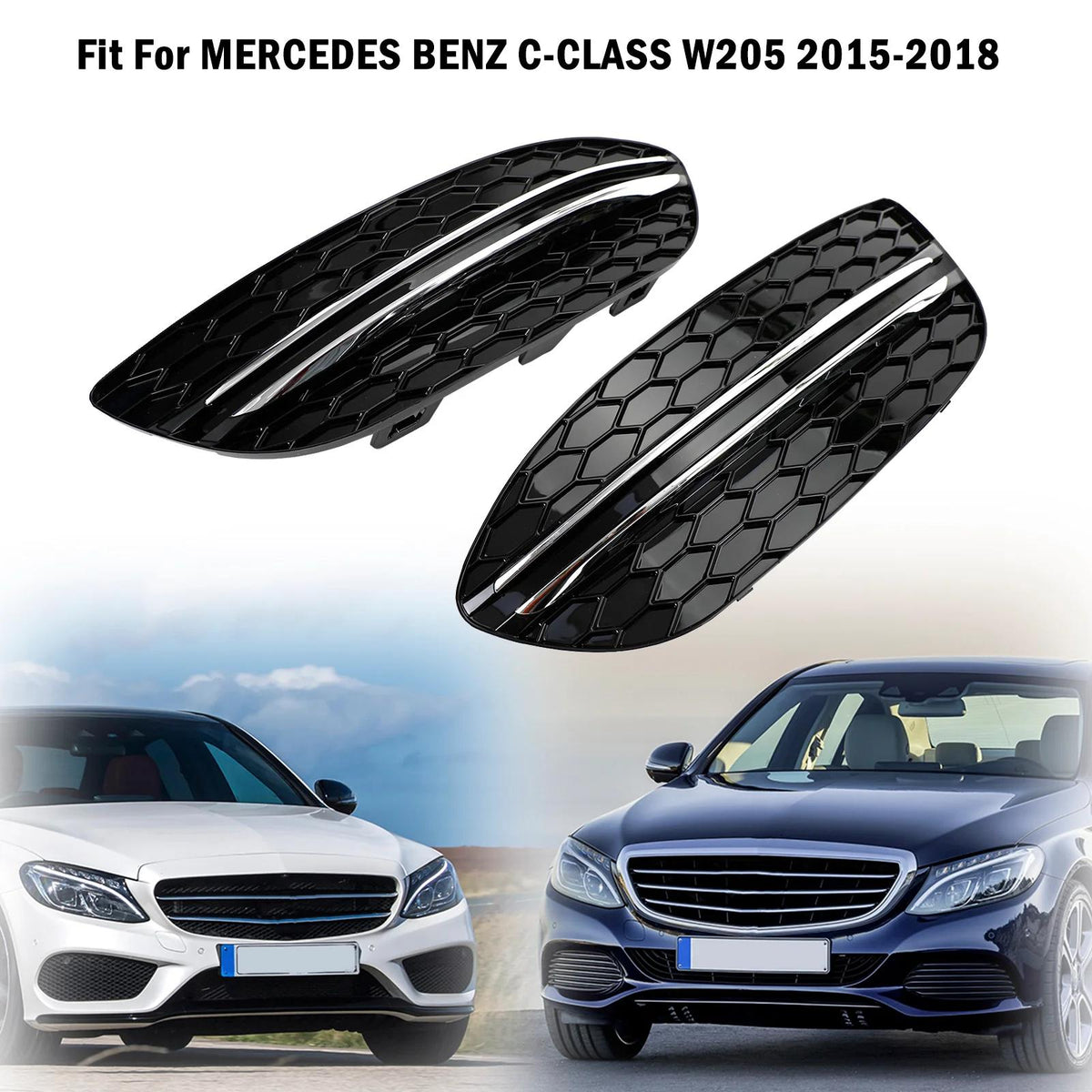 2015-2023 BENZ C-CLASS W205 Base Sedan Honeycomb Front Fog Light Cover 2058850723 MB1038172 Generic