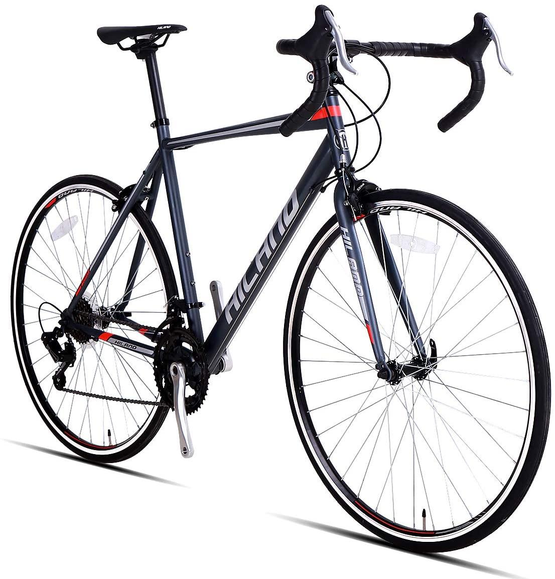 Hiland Road Bike 700C City Commuter Bicycle with 14 Speeds Drivetrain Black 54 cm Steel Frame