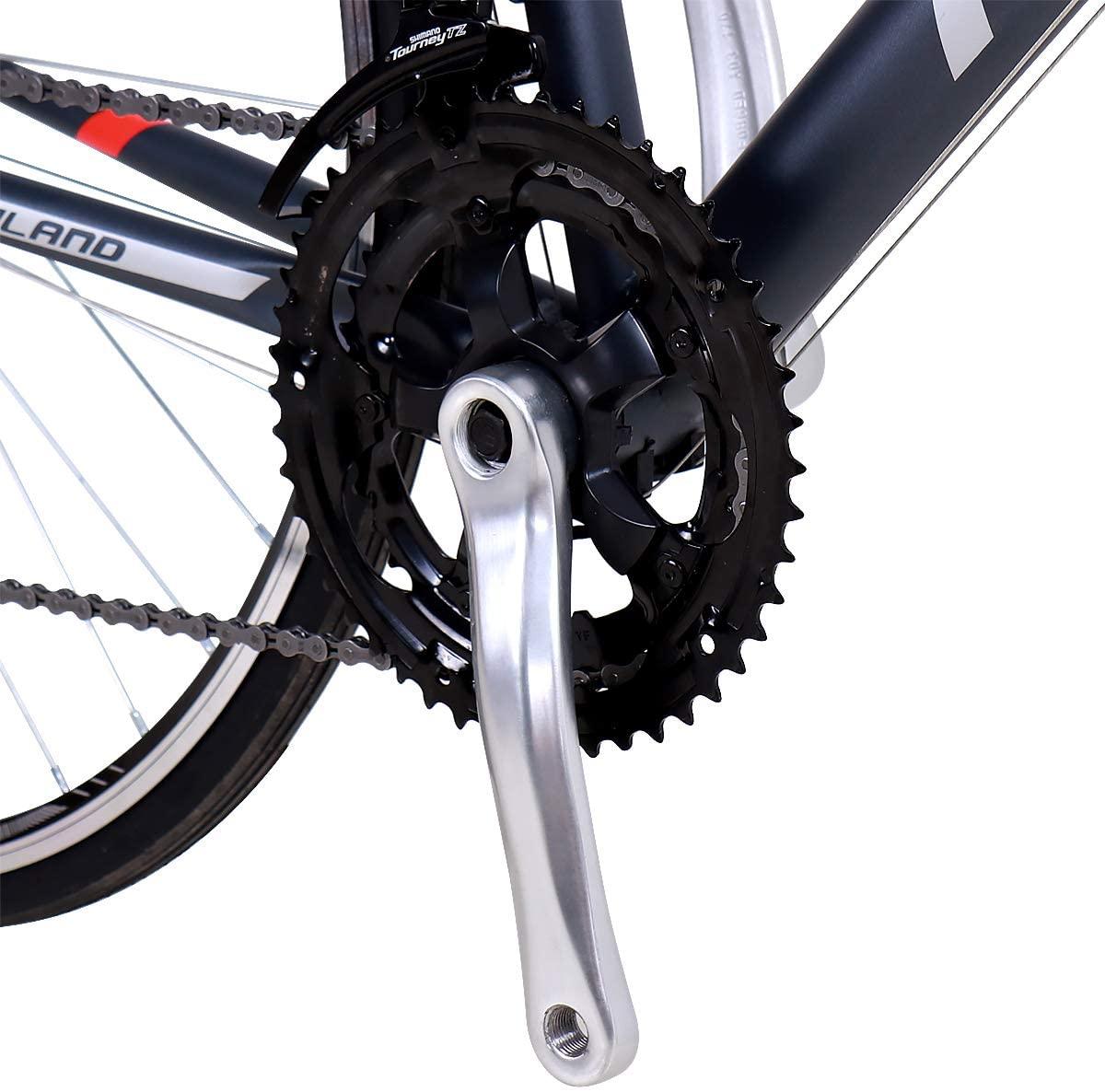 Hiland Road Bike 700C City Commuter Bicycle with 14 Speeds Drivetrain Black 54 cm Steel Frame