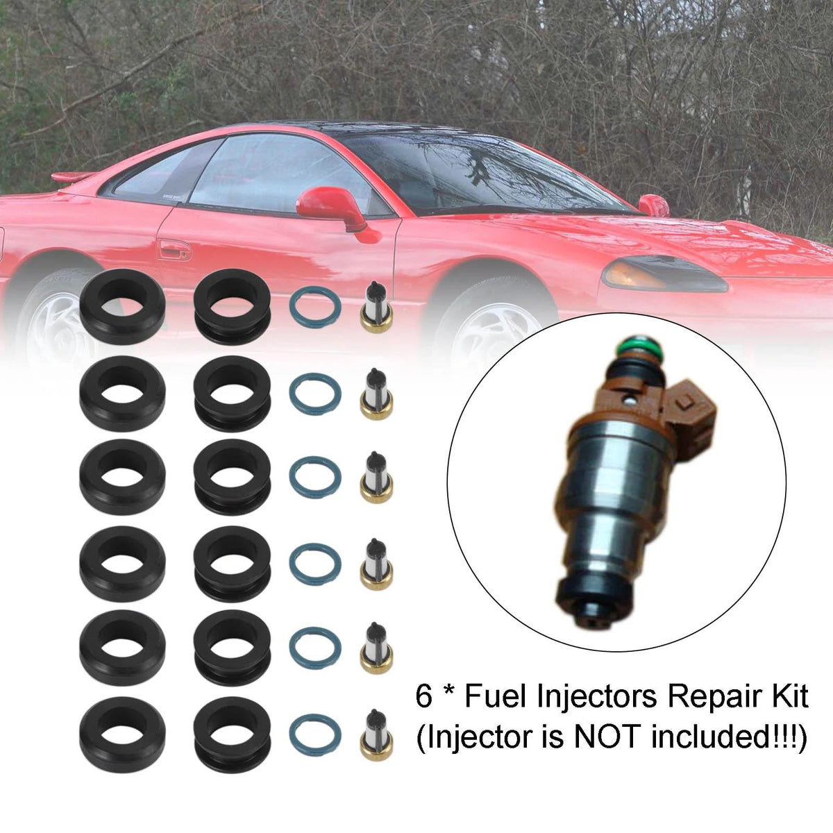 Dodge Stealth 1991-1996 6PCS Fuel Injectors Seal O-Ring Kit 18-10066 INP-014 MD164888 Generic