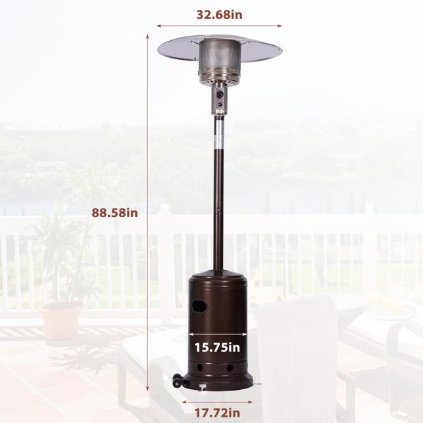 Outdoor Gas Heater,Portable Heater,88 Inches Tall Premium Standing Patio Heater,With Auto Shut Off And Simple Ignition System,Wheels And Base Reservoir