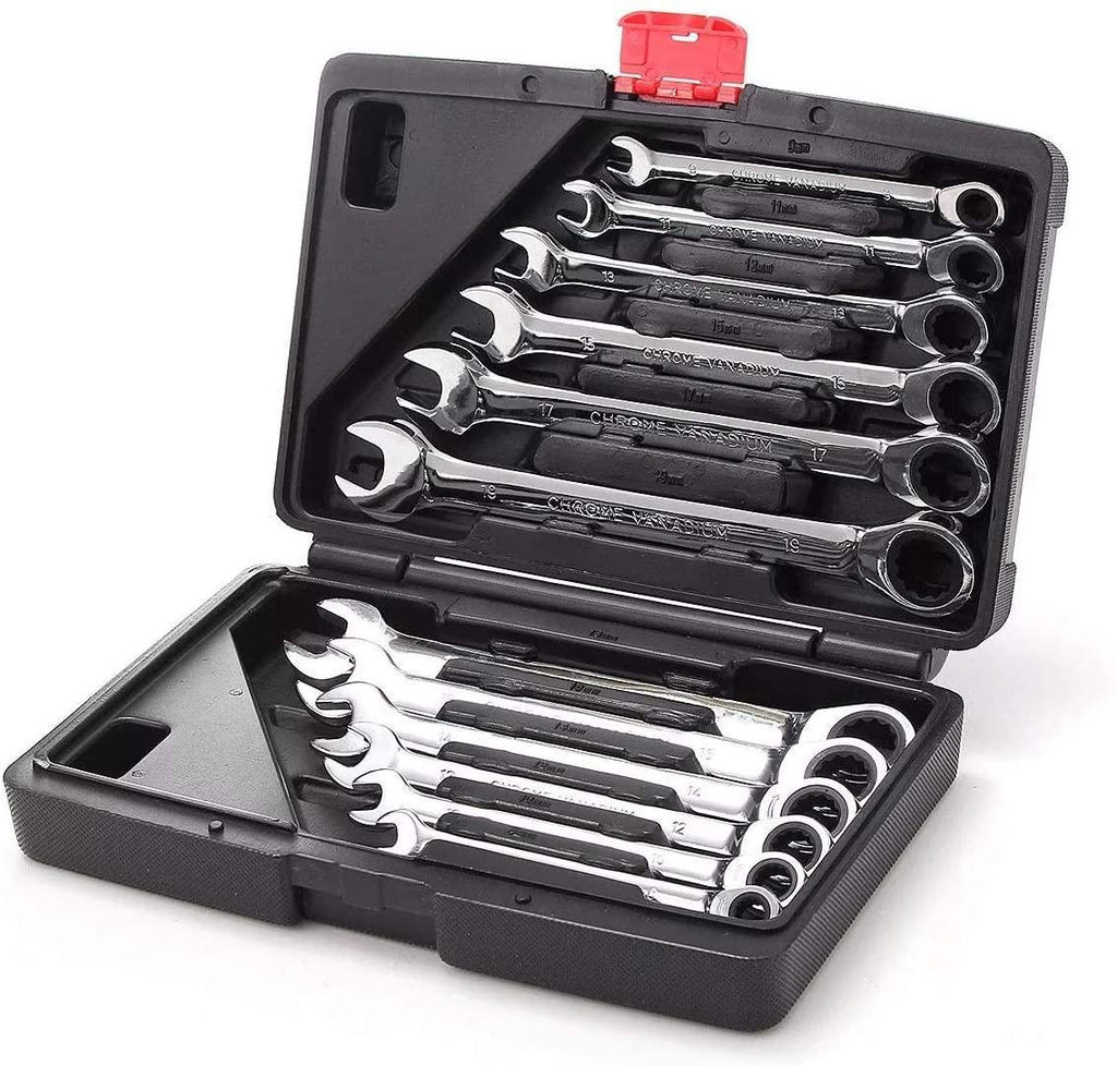 ZXY-NAN 12pc Metric Ratcheting Spanner Combination Wrenche Hand Tools 9mm-18mm CR-V Steel Universal Hand Tools