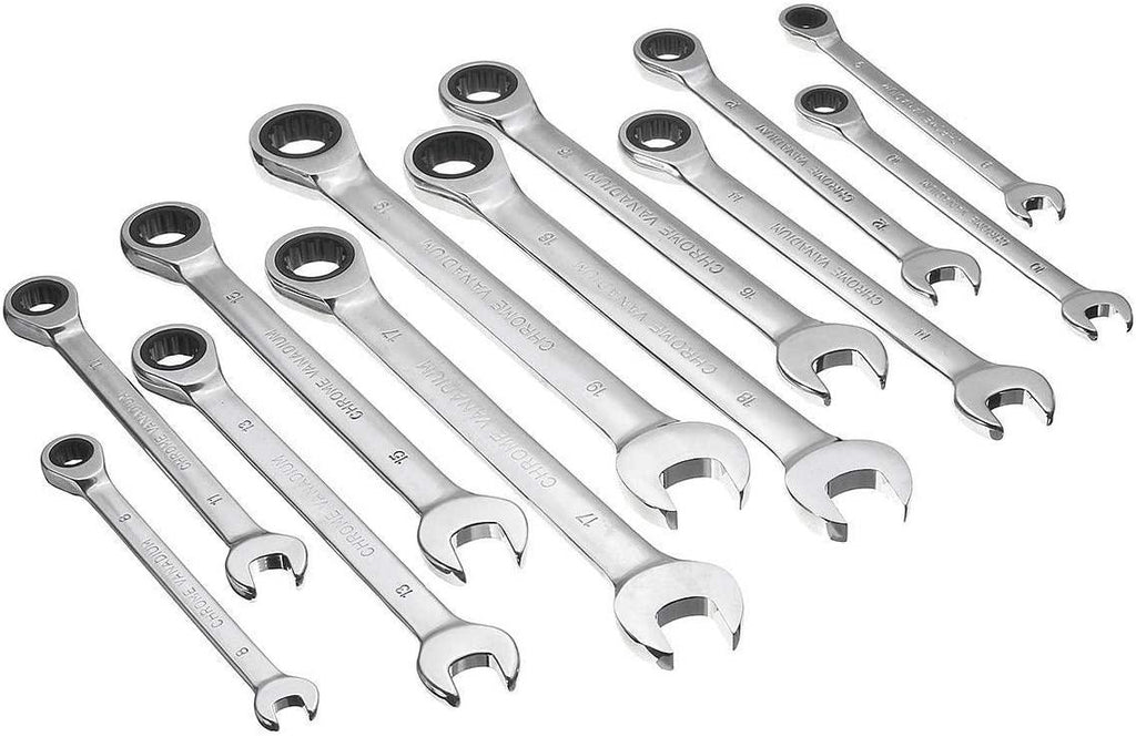 GUOCAO 12pc Metric Ratcheting Spanner Combination Wrenche Hand Tools 9mm-18mm CR-V Steel Household Tool Sets Wrenches