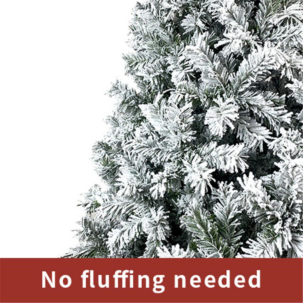 7.5FT Hinged Artificial Fir Christmas Tree Snow Flocked Artificial Holiday D閼煎崒or