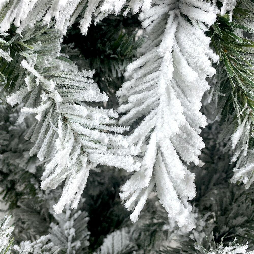 7.5FT Hinged Artificial Fir Christmas Tree Snow Flocked Artificial Holiday D閼煎崒or