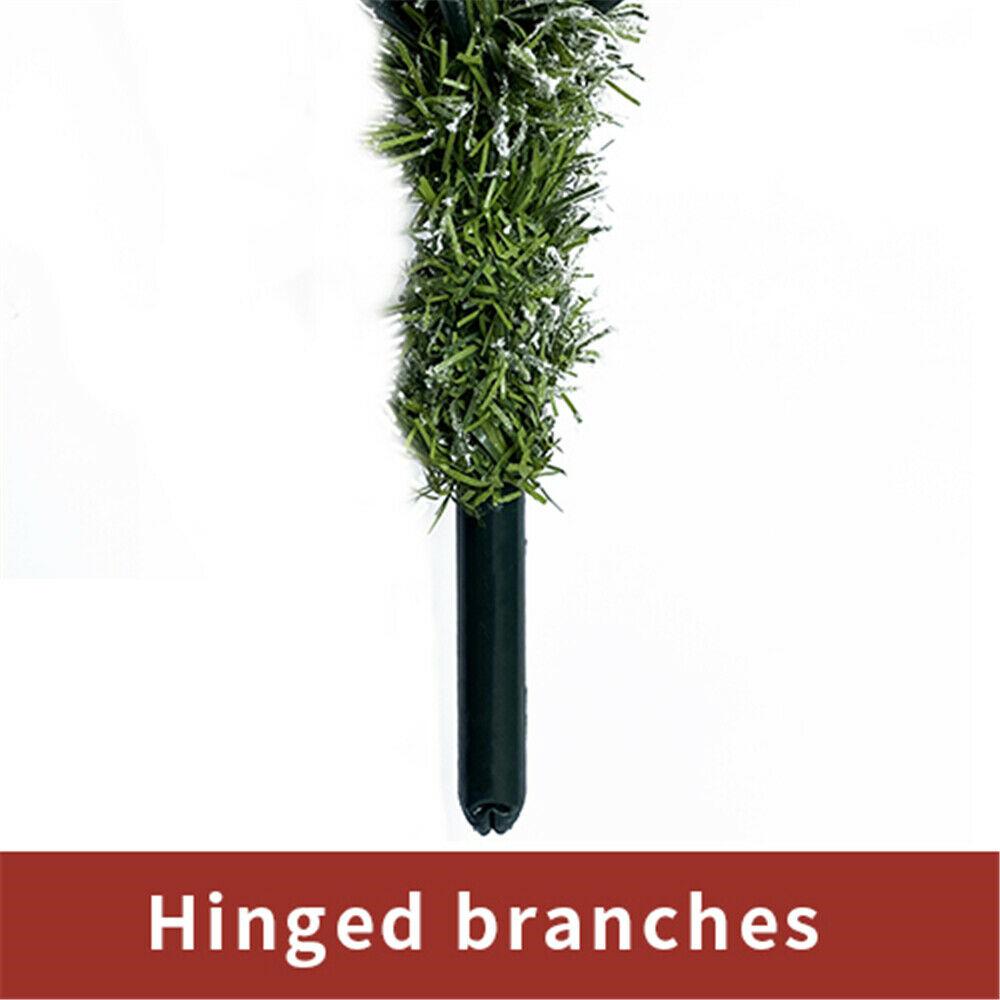 7.5FT Hinged Artificial Fir Christmas Tree Snow Flocked Artificial Holiday D閼煎崒or