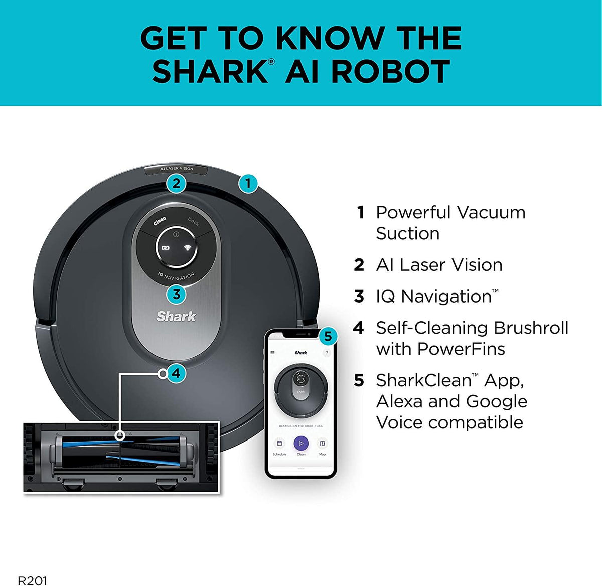 Shark AI Robot Vacuum, Black/Silver (RV2001)