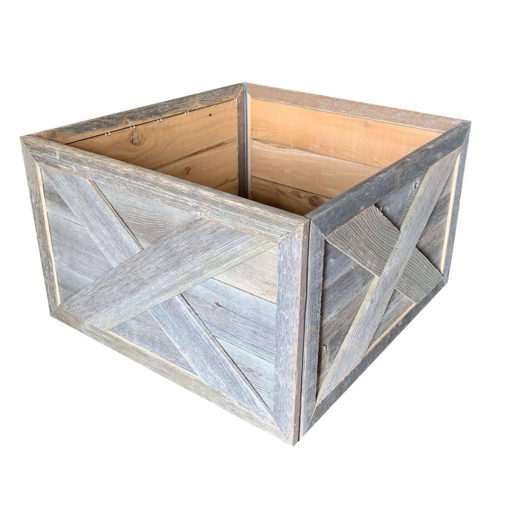 Farmhouse 22.5 in. W x 14.5 in. H, 30 in. Dia, Weathered Gray Decorative Christmas Tree Box Collar