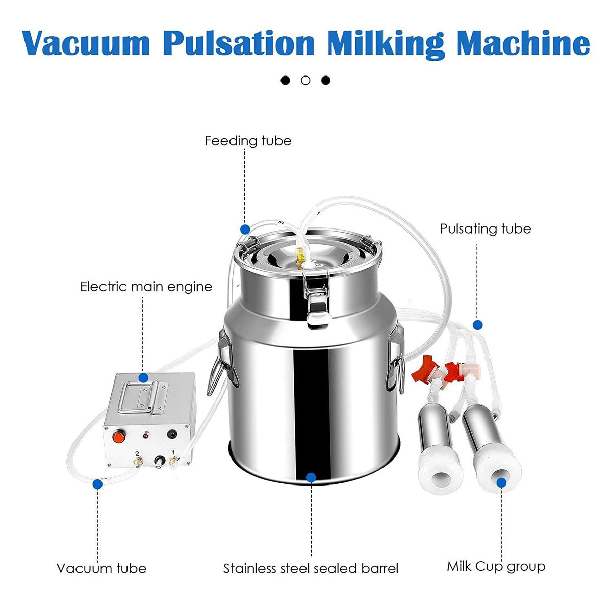 milking machine kit for sheep portable electric milker milking machine, automatic portable livestock milking equipment, adjustable vacuum pump food silicone grade hose 14l
