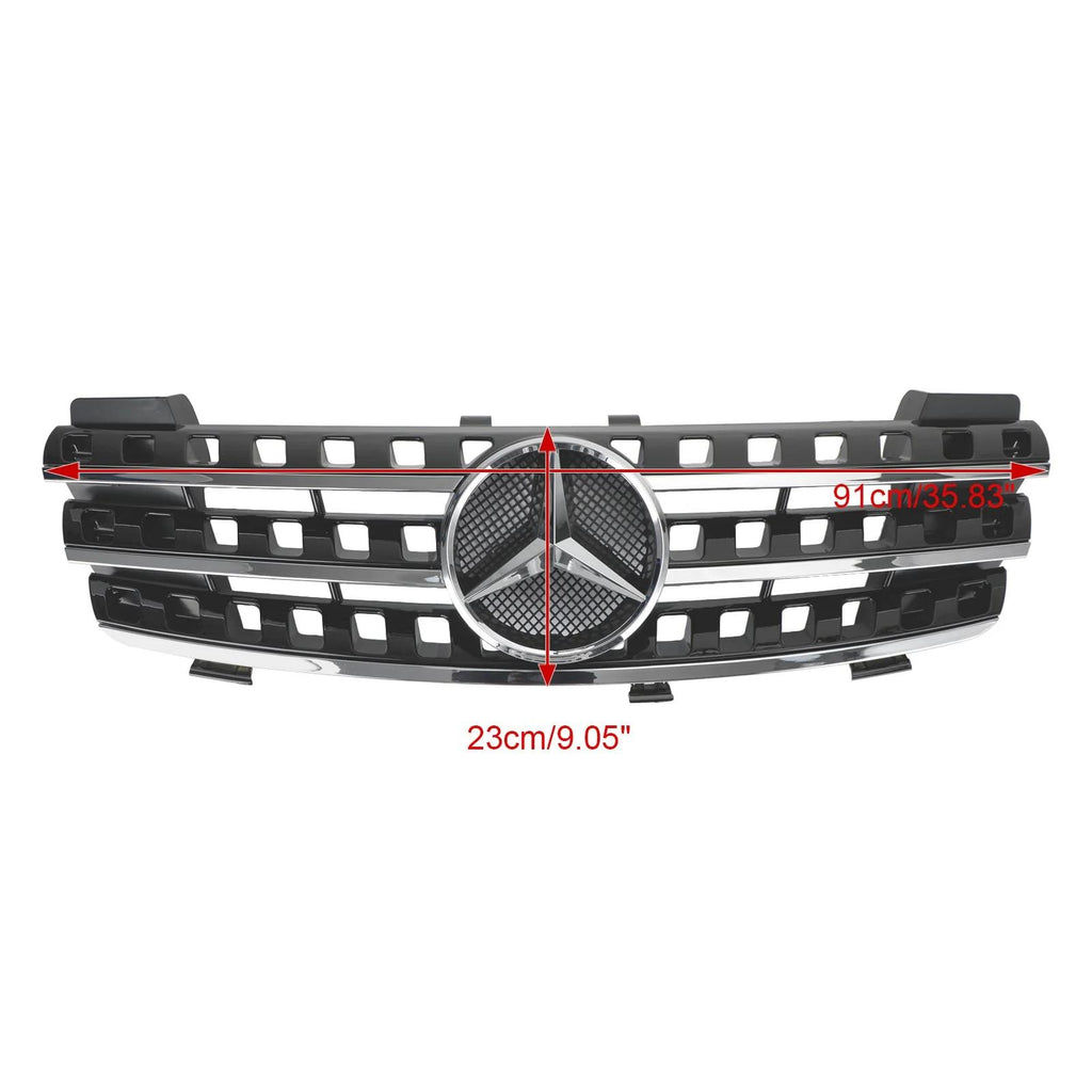 2005-2008 W164 Benz ML-Class Front Grill AMG Style Chrome/Black Grille Generic