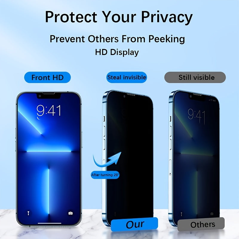 3pcs Full Cover Privacy Screen Protectors For  14 13 12 11 Pro Xs Max Privacy Film Protective Glass For  XR X 6 7 8 Plus