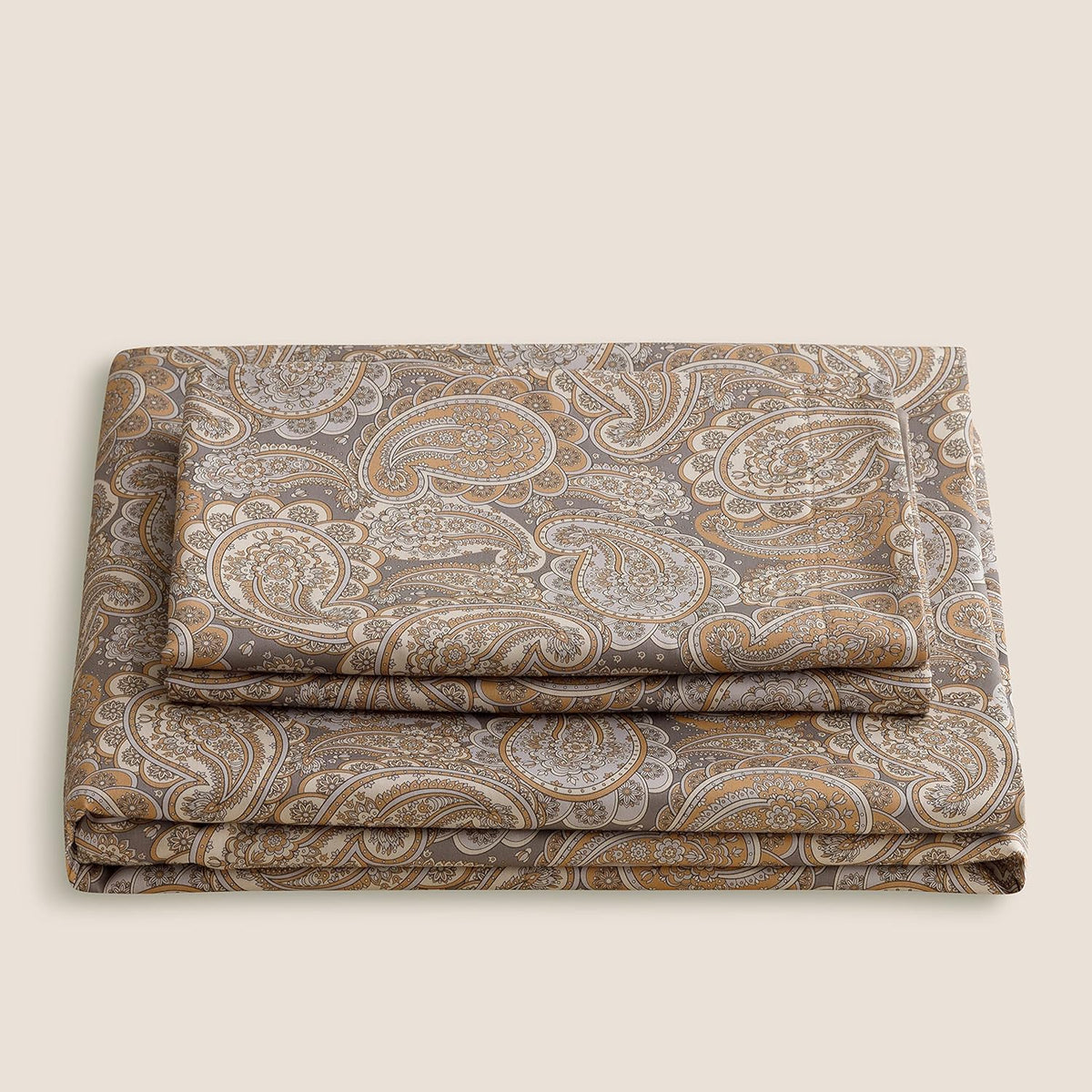 HeimenAogo Egyptian Cotton Duvet Cover Queen Size Sateen Weave, Silky Soft Boho Duvet Cover Zipper Closure, Long Staple Cotton Bed Linen Paisley Pattern 3Pcs