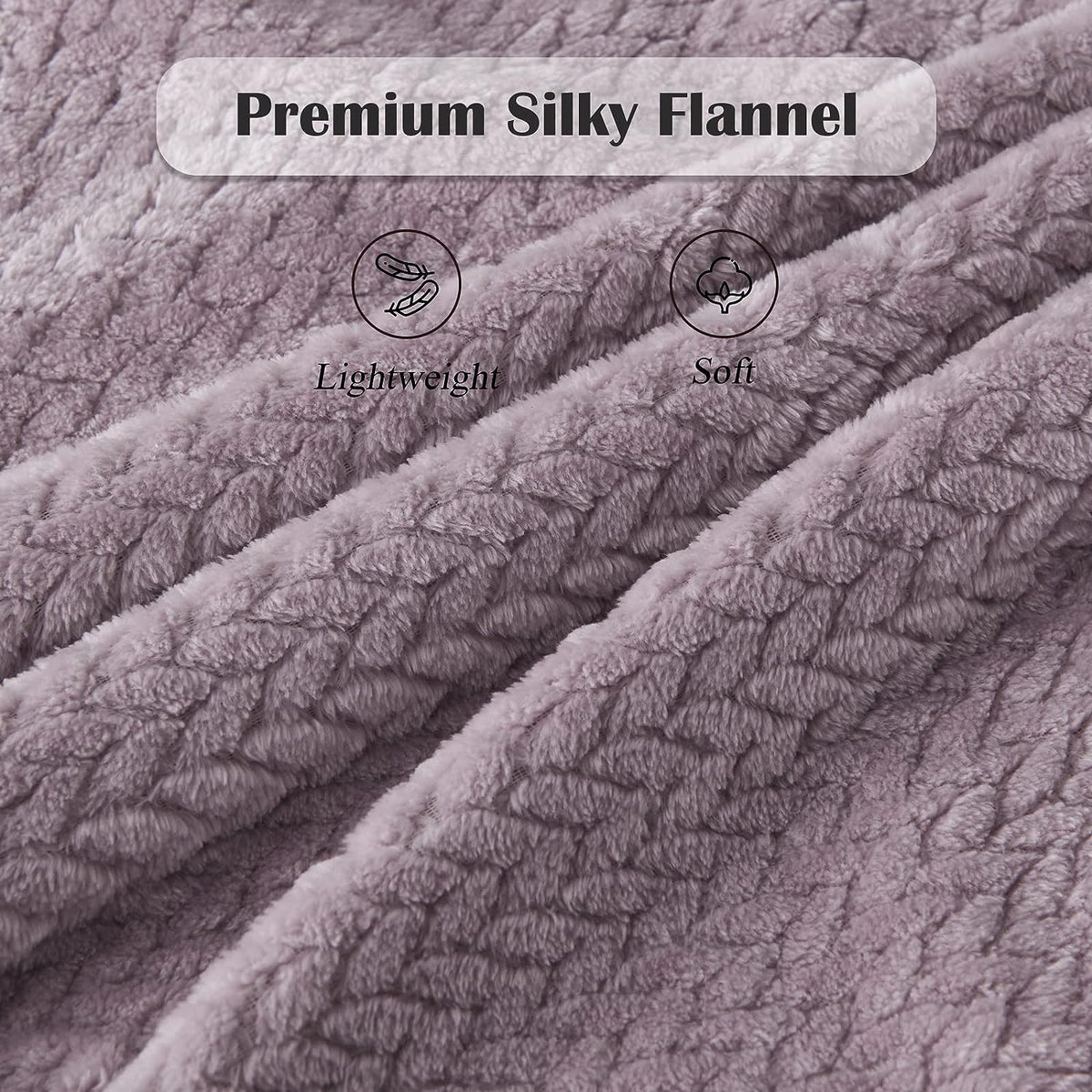 NEWCOSPLAY Super Soft Throw Blanket Light Purple Premium Silky Flannel Fleece Leaves Pattern Lightweight Bed Blanket All Season Use (Light Purple, Throw(50"x60"))
