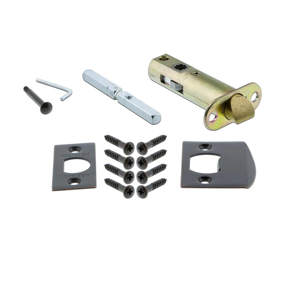Mission Plate 2-3/8 in. Backset Timeless Bronze Privacy Bed/Bath Crystal Glass Door Knob