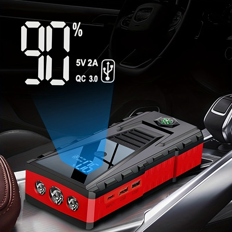 Car Jump Starter: Emergency Power Bank Booster With LED Automotive Starting Device