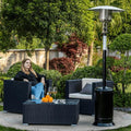 1Pc Outdoor Patio Propane Heater With Portable Wheels 88 Inch Standing Gas Outside Heater Stainless Steel Burner Commercial &amp; Residential Hammered Black For Party Steel Black