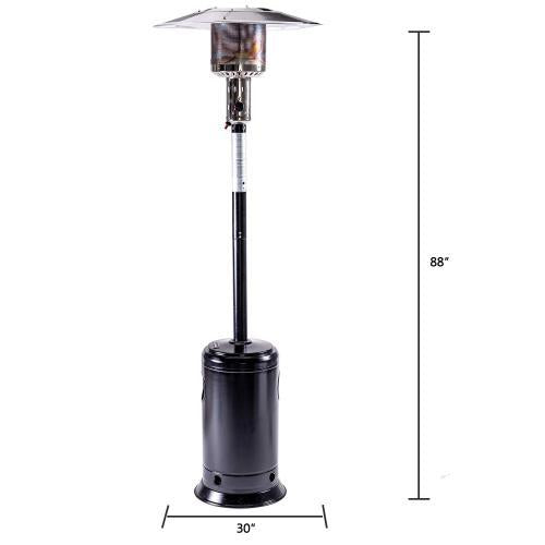 1Pc Outdoor Patio Propane Heater With Portable Wheels 88 Inch Standing Gas Outside Heater Stainless Steel Burner Commercial &amp; Residential Hammered Black For Party Steel Black