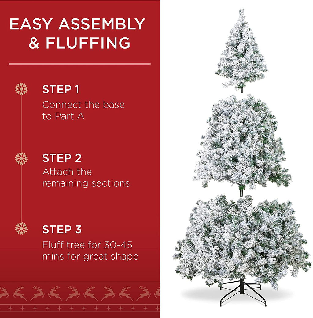7.5ft Pre-Lit Snow Flocked Artificial Holiday Christmas Pin