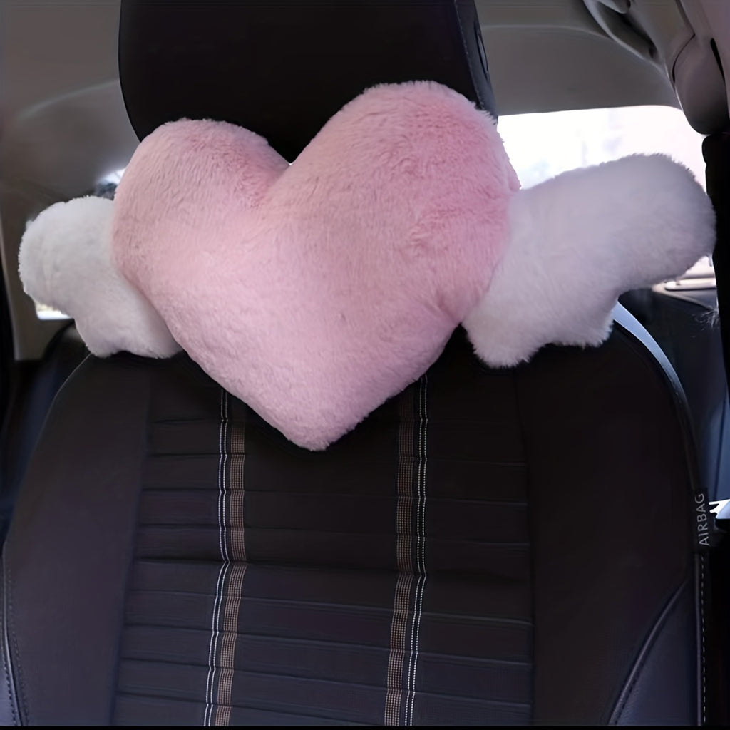 1pc Cute Cartoon Car Headrest Pillow, Neck Support Pillow, Cartoon Duck Love Heart Back Waist Pillow Seat Back Cushion Car Interior Decoration