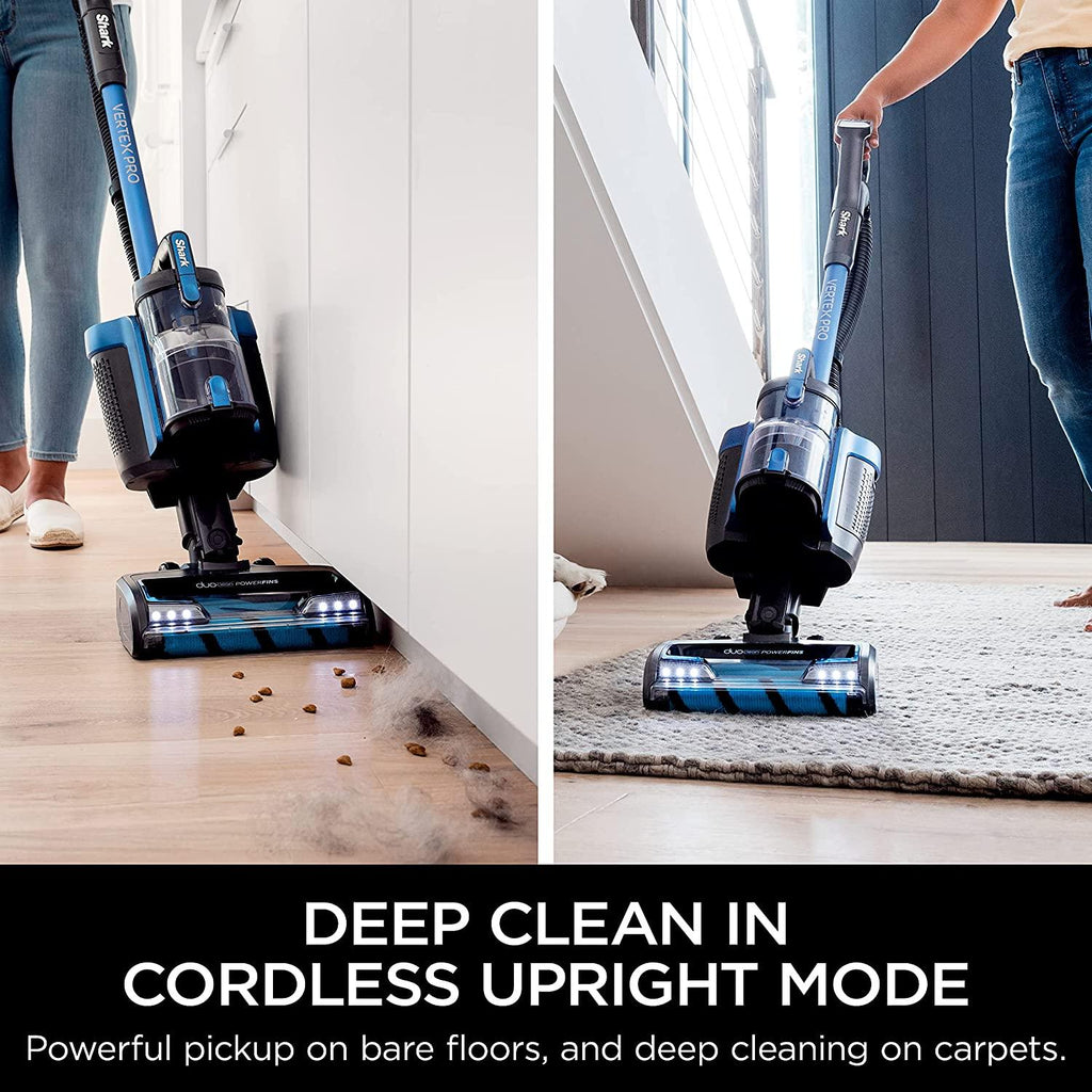 Shark Vertex Pro Powered Lift-Away Cordless Vacuum with IQ Display, DuoClean PowerFins, Includes Crevice Tool, Pet Multi-Tool &amp; Anti-Allergen Dusting Brush, 60min Runtime, Electric Blue