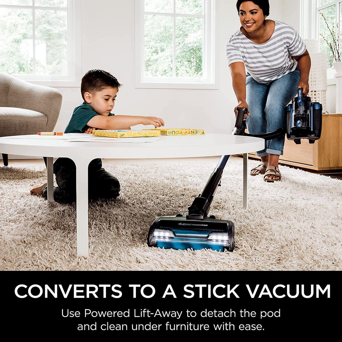 Shark Vertex Pro Powered Lift-Away Cordless Vacuum with IQ Display, DuoClean PowerFins, Includes Crevice Tool, Pet Multi-Tool &amp; Anti-Allergen Dusting Brush, 60min Runtime, Electric Blue