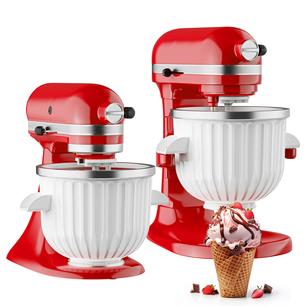 Ice Cream Maker Attachment for  Stand Mixer | 2 Quart Ice Cream Bowl, Fits for  4.5 Qt & Larger Models - Homemade Ice Cream, Gelato & Sorbet, Ice Cream Machine by