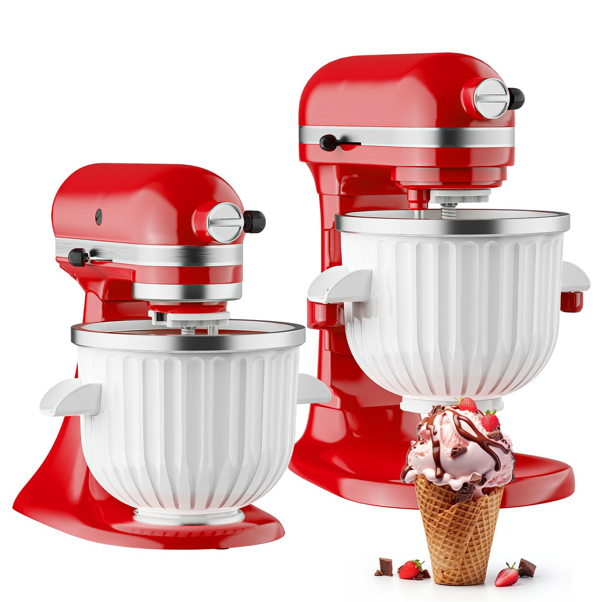 Ice Cream Maker Attachment for  Stand Mixer | 2 Quart Ice Cream Bowl, Fits for  4.5 Qt & Larger Models - Homemade Ice Cream, Gelato & Sorbet, Ice Cream Machine by