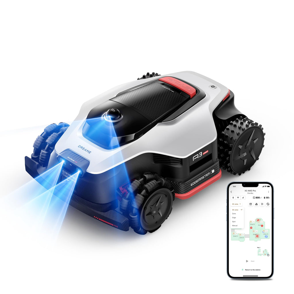 (Latest Upgrade)  A3 AWD 1000 Robot Lawn Mower, 360° 3D LiDAR &amp; AI Dual Vision Smart Robotic Mower for 0.25 Acre, 80% Slopes &amp; 45min Fast Charfor Homeowners with Large/Steep Lawns