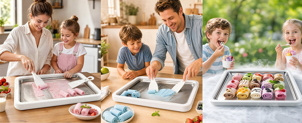 13.8 * 9.5 Inch Extra LarRolled Ice Cream Maker, Rolled Ice Cream Tray | Ice Cream Roller Maker Use 304 Food Grade Premium  Steel, Make  Ice Cream with Family at Home with 2 Spatulas
