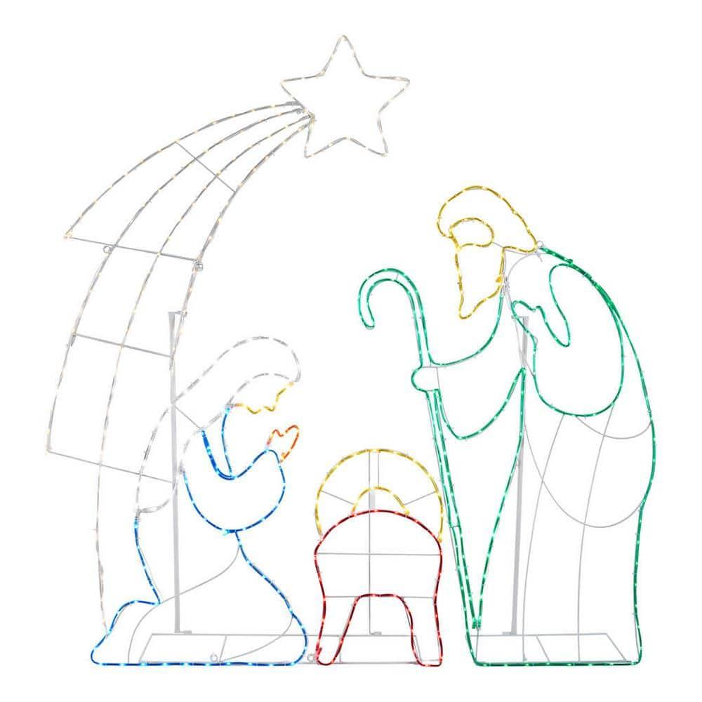 5 ft Multi LED 2D Nativity Scene Holiday Yard Decoration