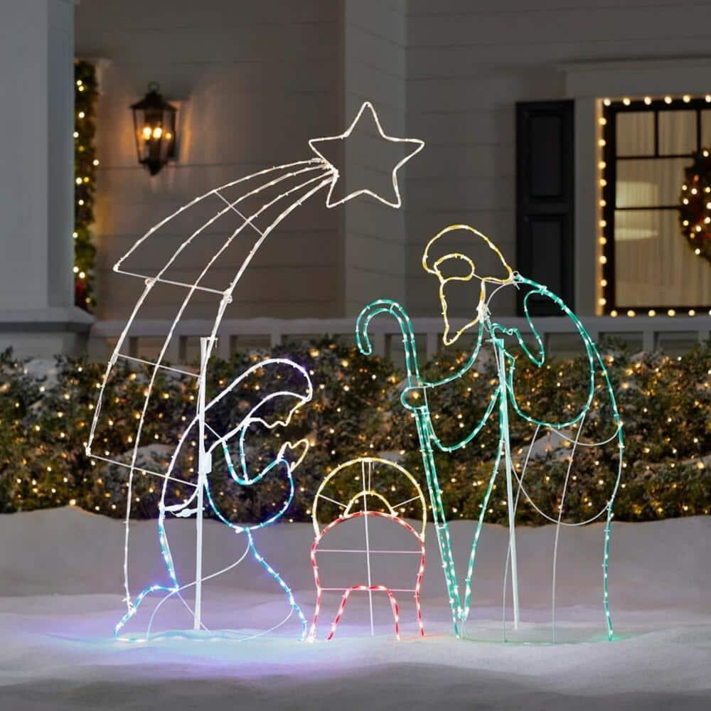 5 ft Multi LED 2D Nativity Scene Holiday Yard Decoration