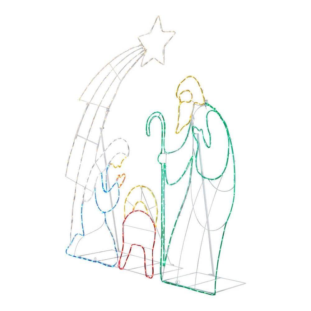 5 ft Multi LED 2D Nativity Scene Holiday Yard Decoration