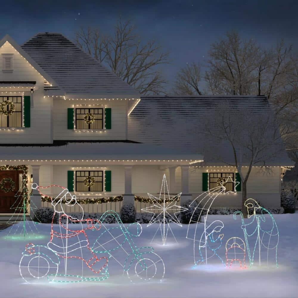 5 ft Multi LED 2D Nativity Scene Holiday Yard Decoration