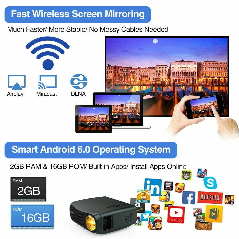 8500lms native 1080p fhd projector android 5g wifi led 4k home video tv zoom hd