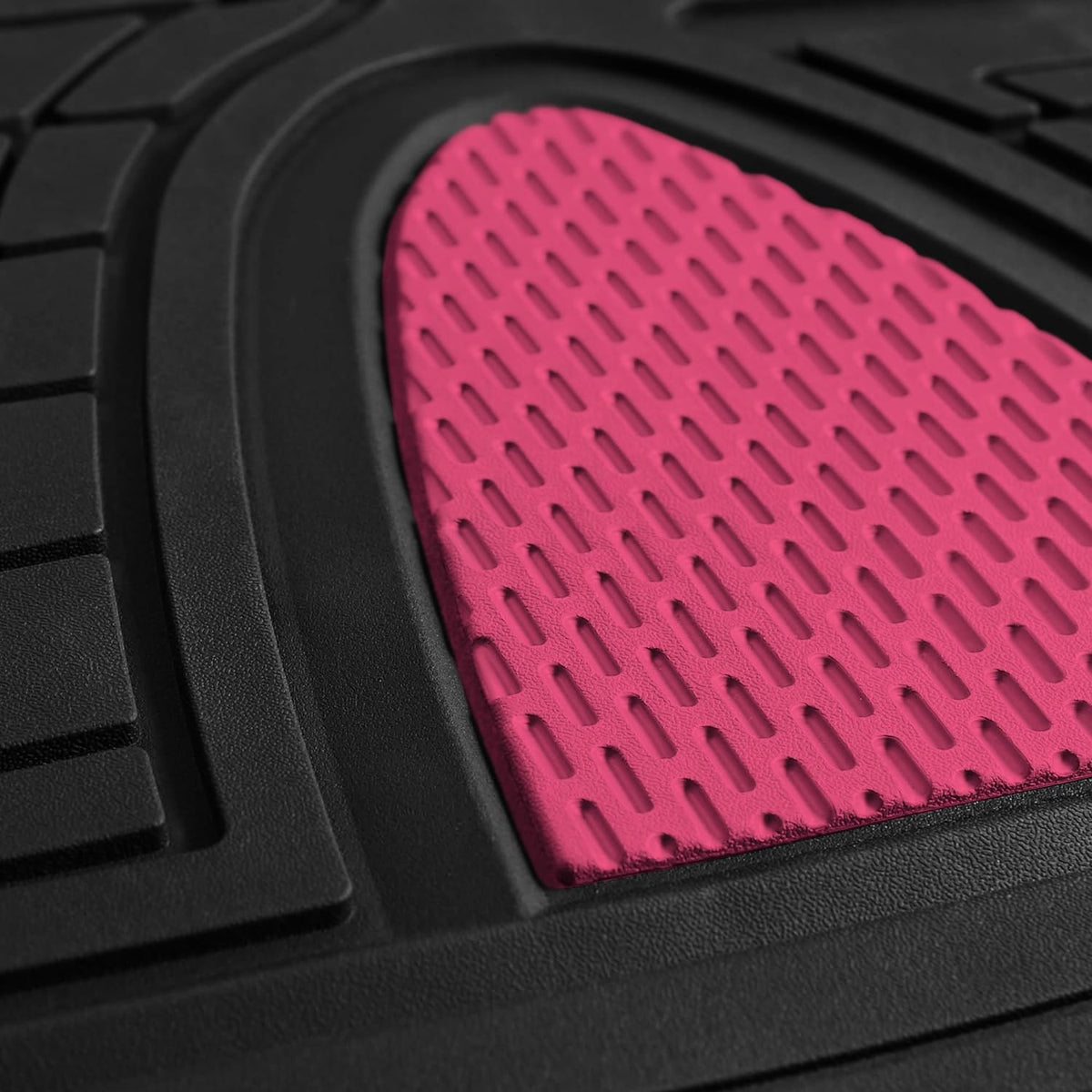 FH Group Automotive Floor Mats - Heavy-Duty Rubber Floor Mats for Cars, Universal Fit Full Set, Climaproof Floor Mats, Trimmable Floor Mats for Most Sedan, SUV, Truck Floor Mats Pink