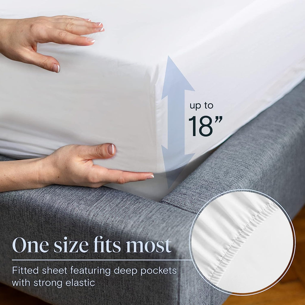 LuxClub 6 PC Queen Sheet Set Bamboo Sheets Deep Pockets 18" Eco Friendly Wrinkle Free Cooling Sheets Machine Washable Hotel Bedding Silky Soft - White Queen