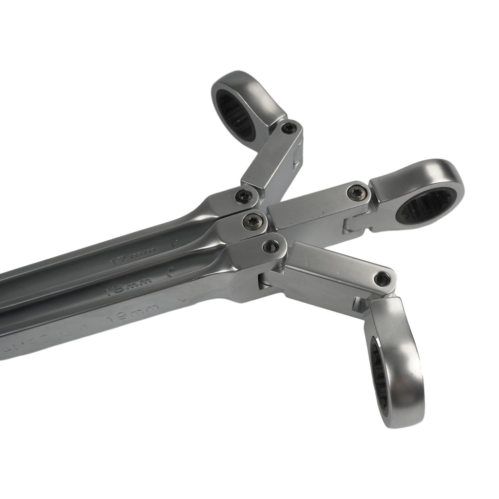 180° Flexible Head Ratchet Wrench Deep Offset 8-19mm Combination Dual-purpose Ratchet Tool Repair Ratchet Combination Set Car Hand Tools
